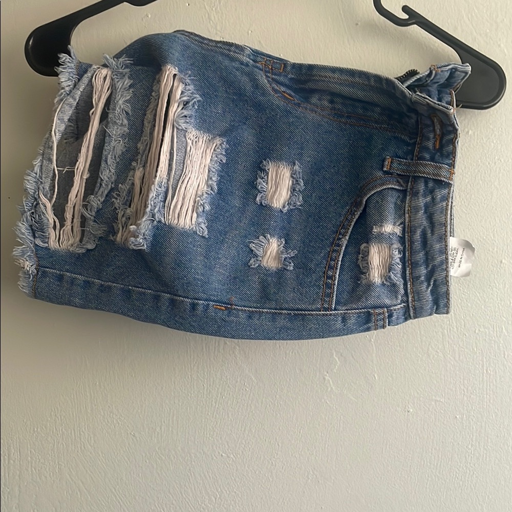 Distressed Denim Shorts